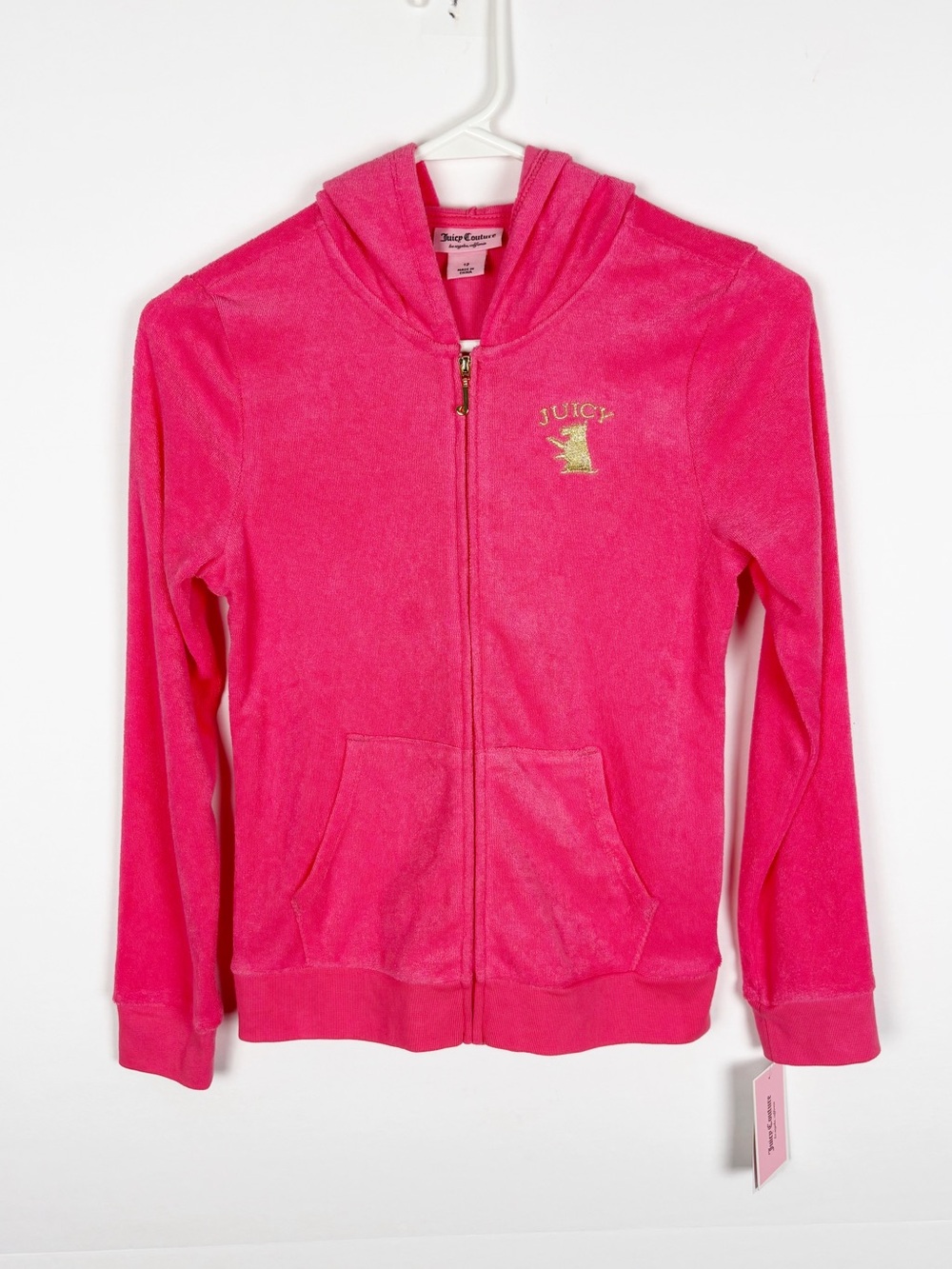 Juicy Couture Zip Up Velour Jacket Girls Size 12 Pink - Picture 9 of 9